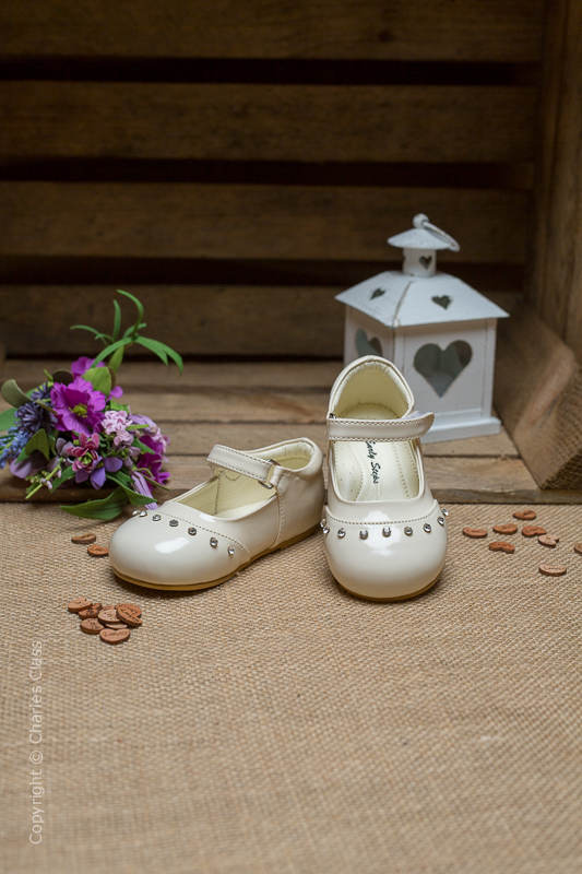Girls Ivory Fairy Sparkle Patent Leather Shoes